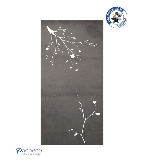 Celosía de hierro motivo ramas minimalistas estilo japonés para separación de ambientes y jardines de viviendas