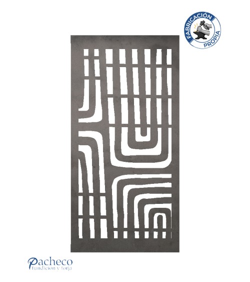 Panel de hierro calado líneas curvas estilo Bauhaus para barandillas y fachadas modernas