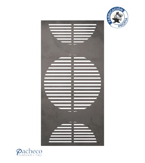 Celosía de hierro círculos concéntricos estilo Art Déco para cerramientos de viviendas unifamiliares