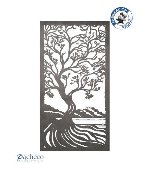 Panel decorativo de hierro árbol orgánico estilo paisajismo japonés para cerramientos y seperación de ambientes