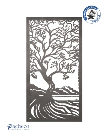 Panel decorativo de hierro árbol orgánico estilo paisajismo japonés para cerramientos y seperación de ambientes