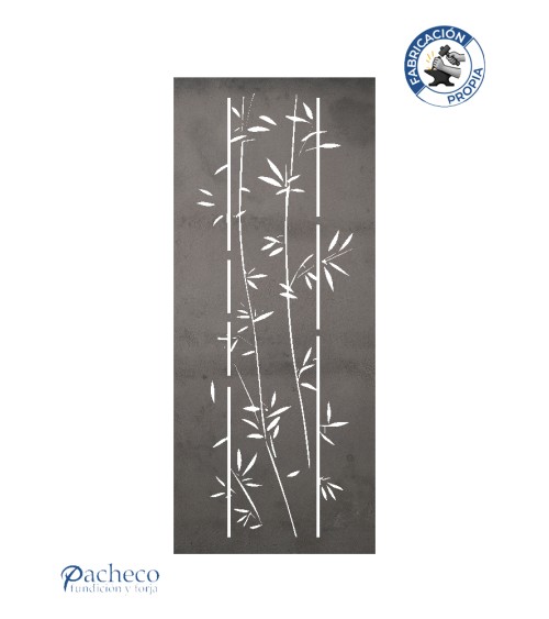 Panel decorativo de hierro motivo bambú estilo asiático para jardines, patios y cerramientos exteriores