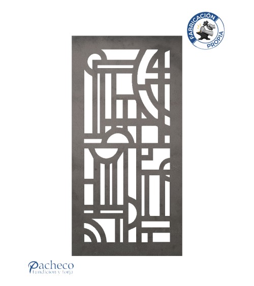 Celosía de hierro diseño geométrico estilo Art Déco para cerramientos elegantes en viviendas