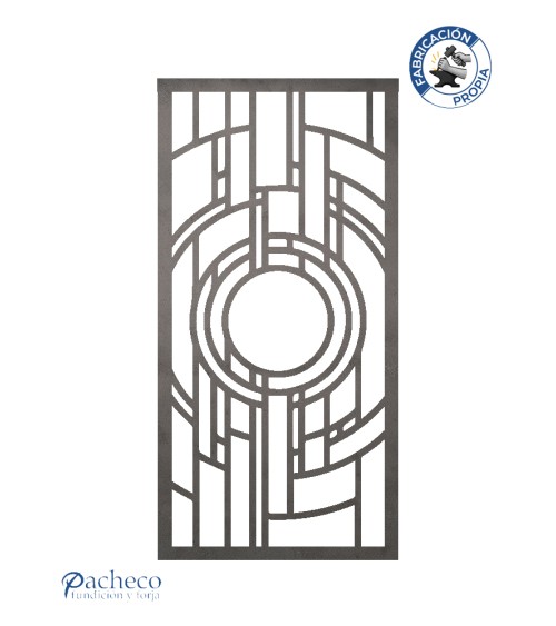 Panel de hierro calado círculos concéntricos para fachadas y barandillas