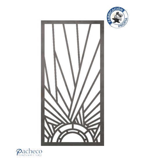 Celosía de hierro rayos ascendentes para cerramientos exteriores decorativos