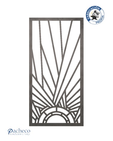 Celosía de hierro rayos ascendentes para cerramientos exteriores decorativos