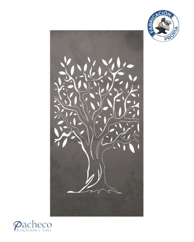 Celosía de hierro motivo árbol para cerramientos decorativos en chalets