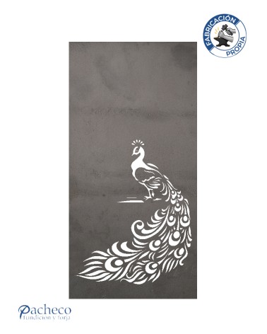 Panel decorativo de hierro diseño pavo real para fachadas, patios y jardines