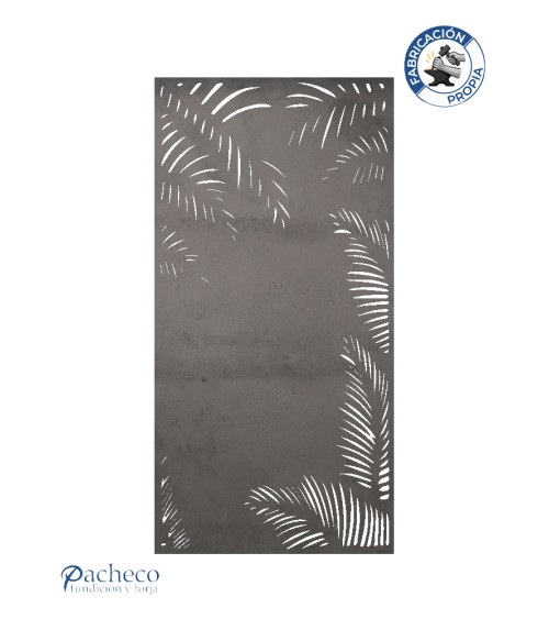 Celosía de hierro diseño palmeras tropicales estilo botánico para cerramientos de jardines y terrazas