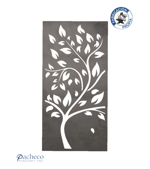 Celosía de hierro árbol curvo estilo jardín oriental para cerramientos decorativos en viviendas