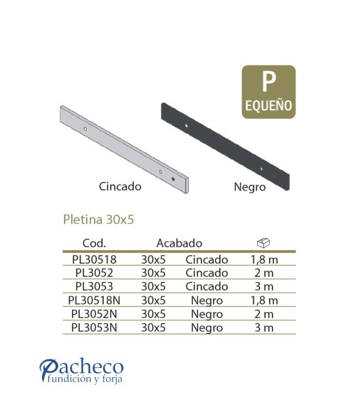 Pletina 30x5 - Para puerta rústica de granero