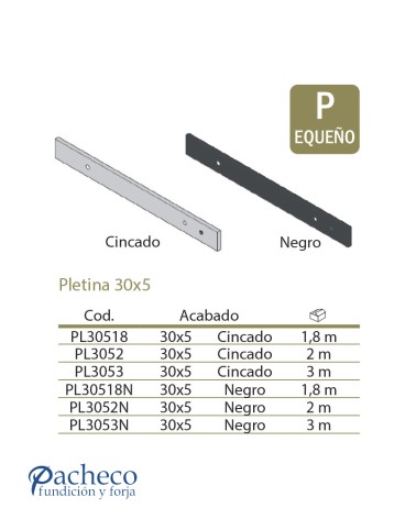 Pletina 30x5 - Para puerta rústica de granero