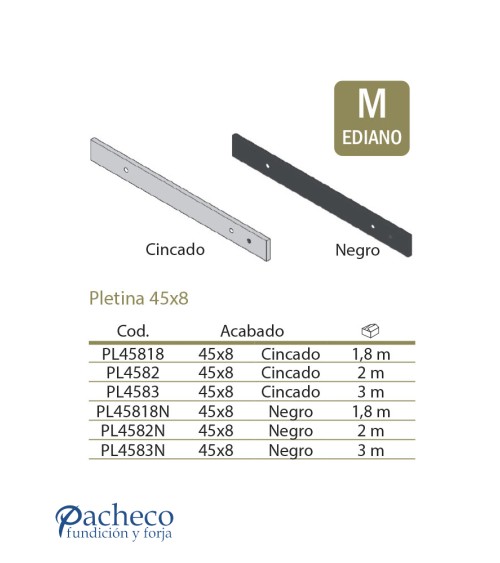 Pletina 45x8 - Para puerta rústica de granero