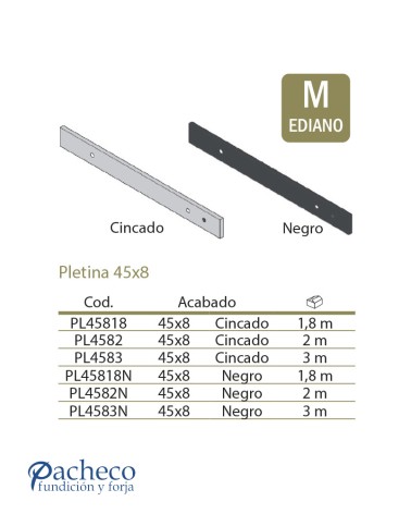 Pletina 45x8 - Para puerta rústica de granero