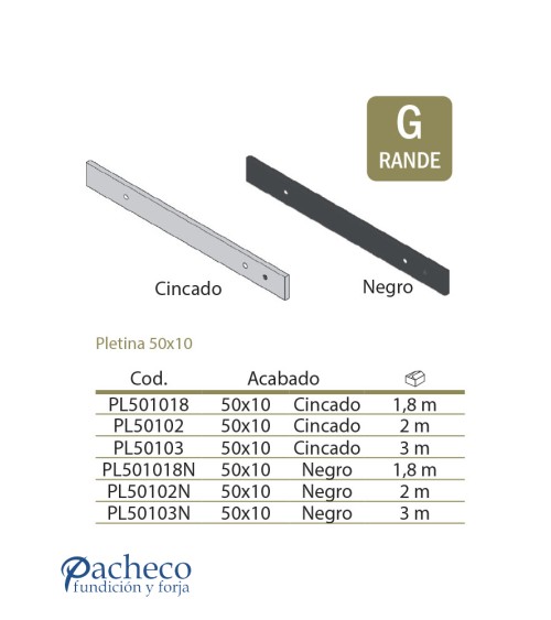 Pletina 50x10 - Para puerta rústica de granero