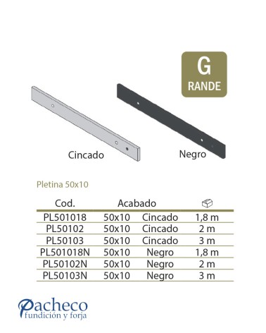 Pletina 50x10 - Para puerta rústica de granero