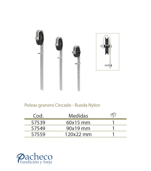 Poleas para puertas de granero Cincado - Rueda Nylon