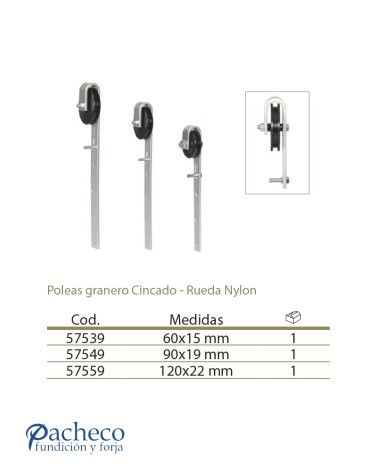 Poleas para puertas de granero Cincado - Rueda Nylon
