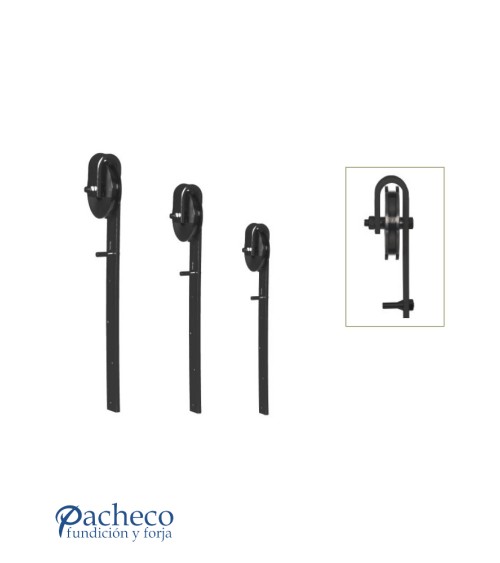 Poleas para puertas de granero Negro - Rueda Nylon