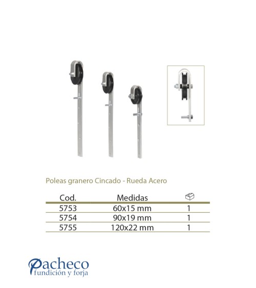 Poleas para puertas de granero Cincado - Rueda de Acero