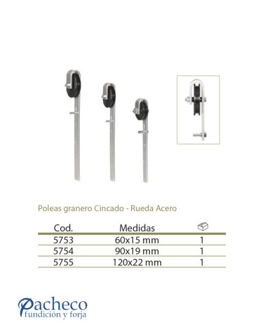 Poleas para puertas de granero Cincado - Rueda de Acero