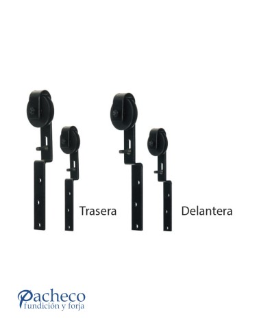 Poleas para puertas de granero dobles Negro - Rueda Nylon