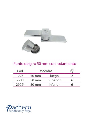 Punto de giro 50mm con rodamiento para puerta de cancela