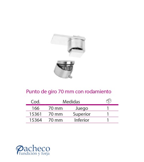 Punto de giro 70mm con rodamiento para puerta de cancela