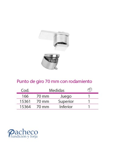 Punto de giro 70mm con rodamiento para puerta de cancela