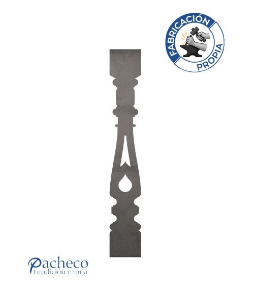 Balustre de chapa de hierro calado diseño lágrima para balcones y barandillas exteriores