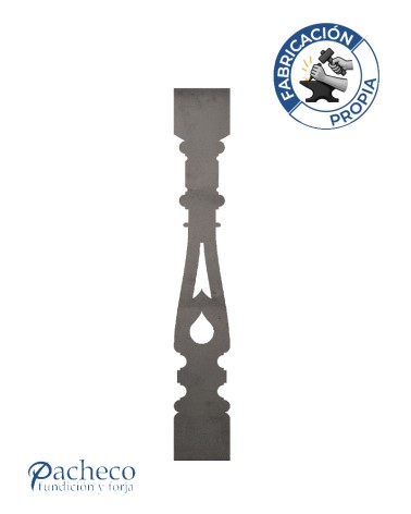 Balustre de chapa de hierro calado diseño lágrima para balcones y barandillas exteriores