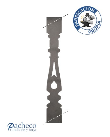 Balustre de chapa de hierro calado diseño lágrima para subida de escalera en barandillas interiores o exteriores