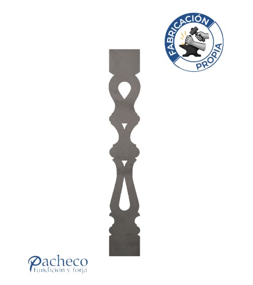 Balustre de chapa de hierro calado diseño doble óvalo para balcones, barandillas y cerramientos metálicos