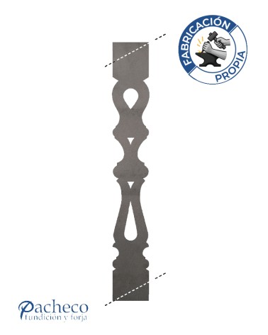 Balustre de chapa de hierro calado diseño doble óvalo para subida de escalera en barandillas metálicas