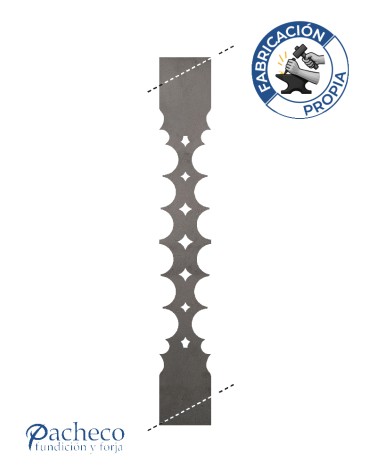 Balustre de chapa de hierro calado diseño estelar para subida de escalera en barandillas de forja