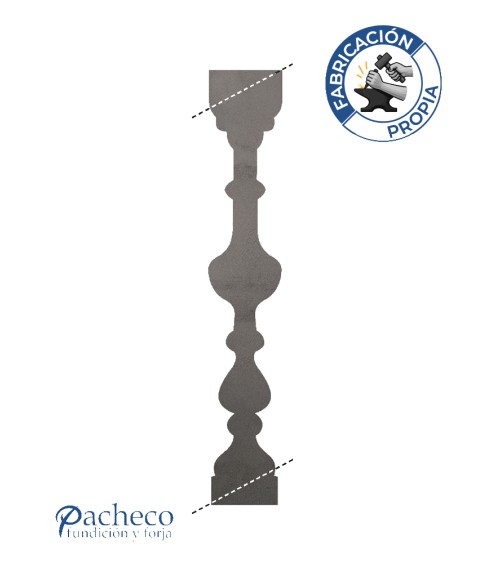 Balustre de chapa de hierro calado diseño abombado para subida de escalera en barandillas de forja