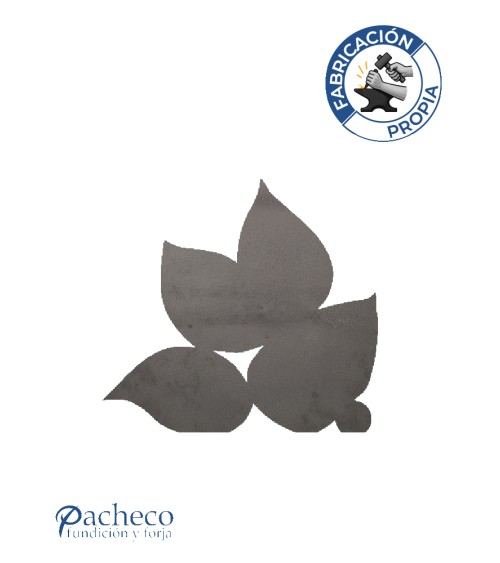 Remate de hierro diseño hoja triple para soldar en barrotes de rejas y cerramientos metálicos