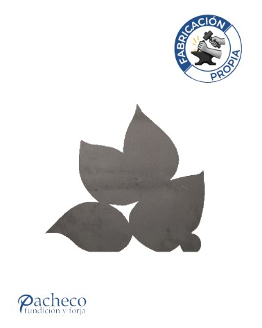 Remate de hierro diseño hoja triple para soldar en barrotes de rejas y cerramientos metálicos