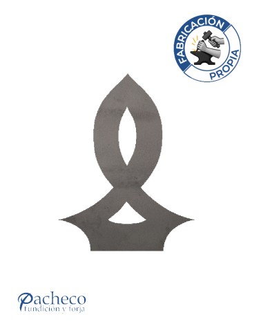 Remate de hierro tipo llama cerrada para remate de barrotes en barandillas y verjas