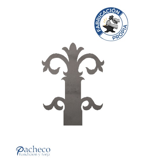 Remate ornamental simétrico para barandillas, verjas y trabajos de forja
