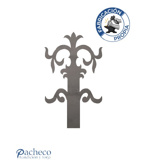 Remate ornamental simétrico alto para remate de barrotes en rejas de seguridad y cancelas