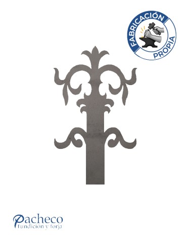 Remate ornamental simétrico alto para remate de barrotes en rejas de seguridad y cancelas