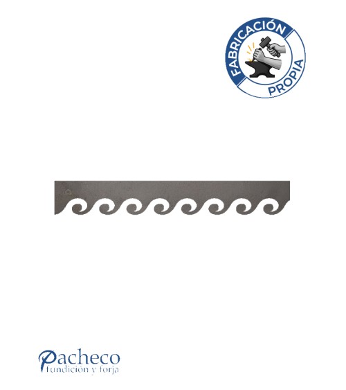 Greca de hierro diseño ondas para remate decorativo de balcones y marquesinas