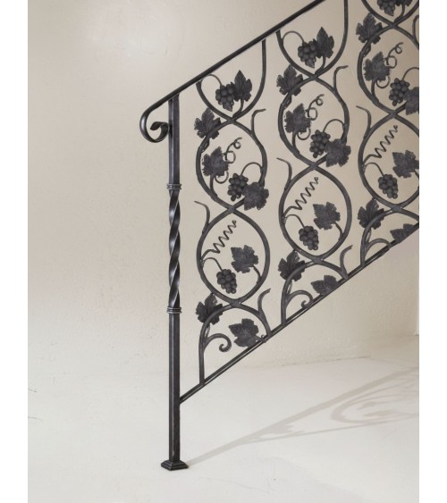 Balaustrada de Forja Alargada Hojas, Racimos y Espirales Redondo 14 mm