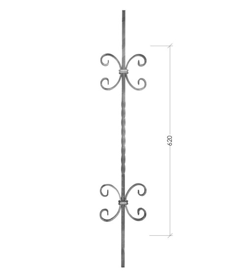 Balaustre Forjado Entorchado Doble Ces Centrales Cuadrado 12 mm