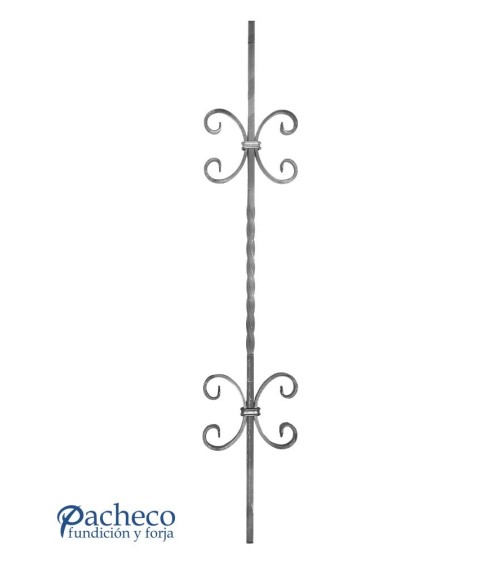 Balaustre Forjado Entorchado Doble Ces Centrales Cuadrado 12 mm
