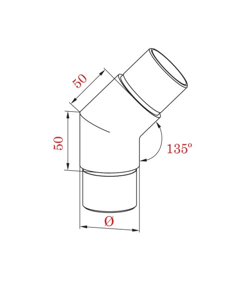 Codo de Acero Inoxidable 316 a 135 º Brillo y Satinado Redondo 43 mm - 50,8 mm