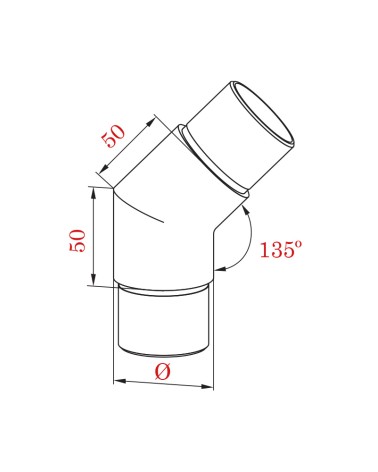 Codo de Acero Inoxidable 316 a 135 º Brillo y Satinado Redondo 43 mm - 50,8 mm