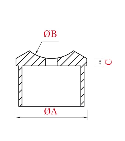 Soporte Simple con Chanflán de Acero Inoxidable 316 Brillo y Satinado para Poste y Pasamanos Redondo