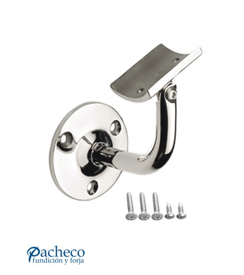 Soporte para Pasamanos Redondo y Atornillado a Pared de Acero Inoxidable 316 Brillo y Satinado